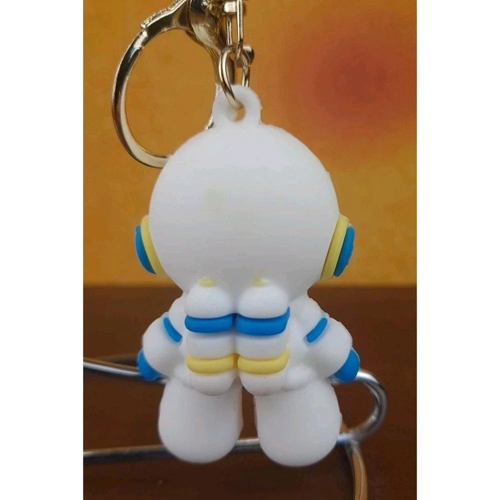 Space‎ Astronaut Keychain Backpack Clip PVC Gold Reflective Face Yellow And Blue
